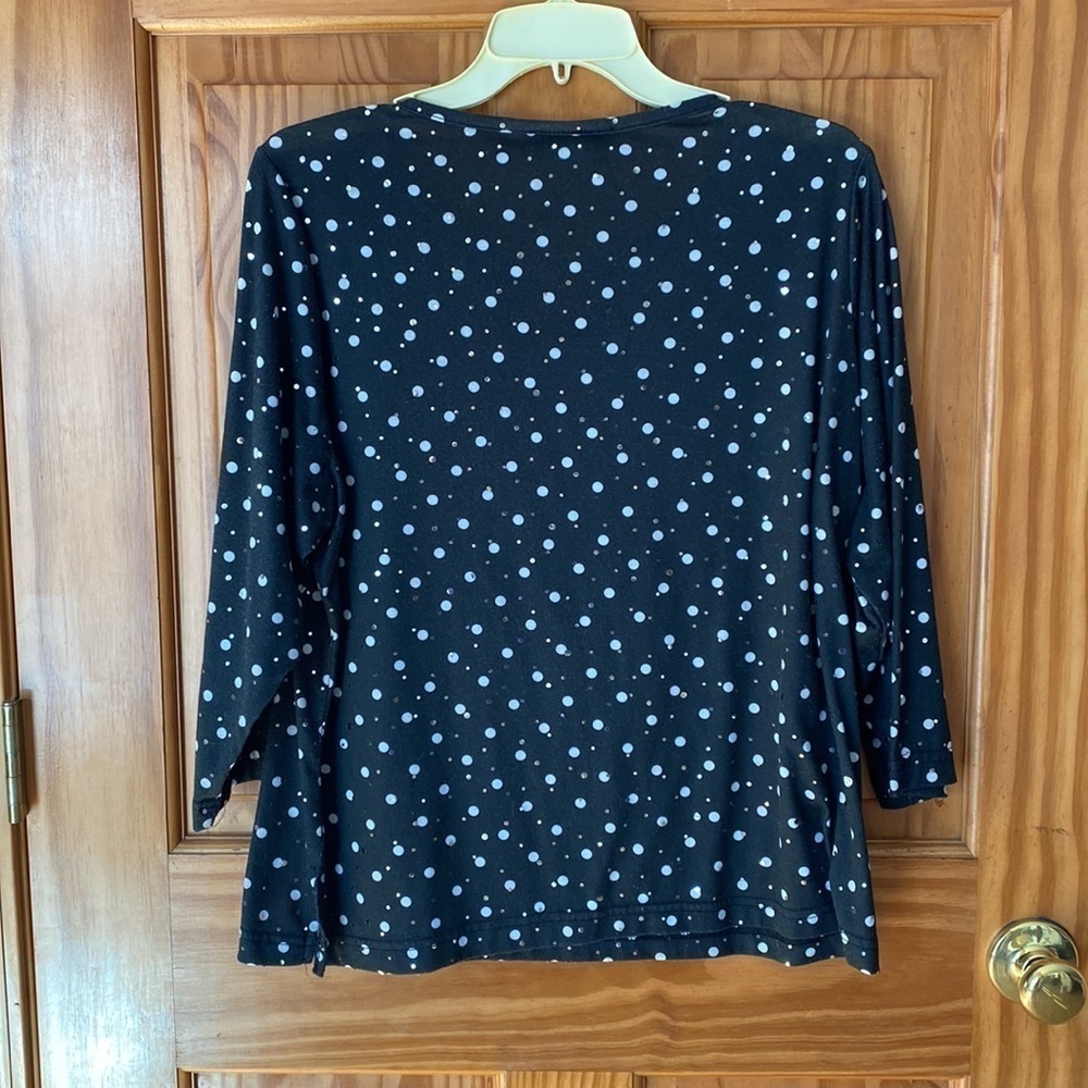 Cathy Daniels Black and White Polka Dot Long Sleeve Tee - Picture 3 of 3